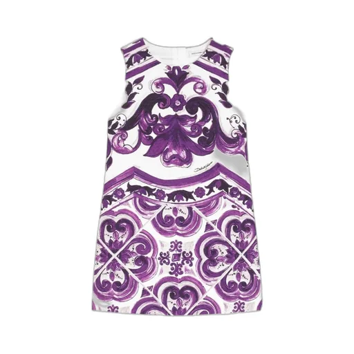 Majolica-Print Sleeveless Dress