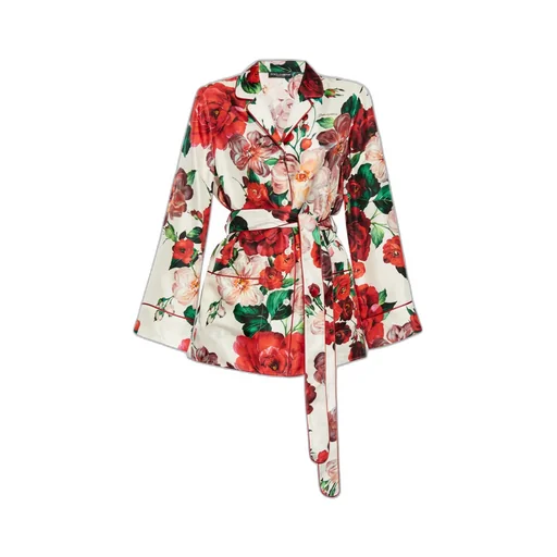 Rose Printed Long-Sleeved Twill Pajama Shirt