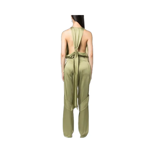 Plunging V-Neck Open Back Satin Bodysuit