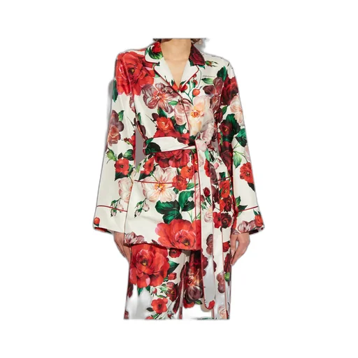 Rose Printed Long-Sleeved Twill Pajama Shirt