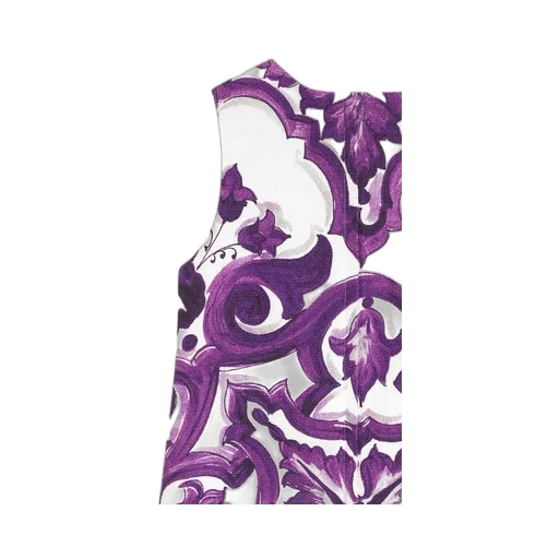 Majolica-Print Sleeveless Dress
