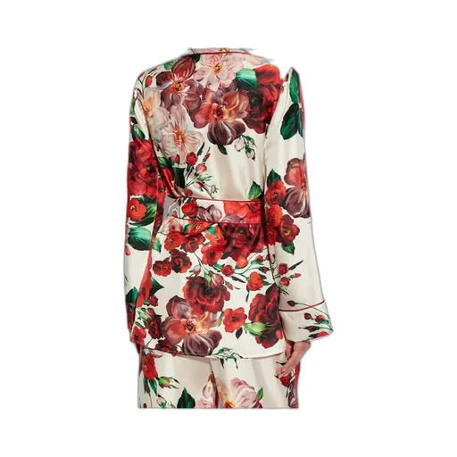 Rose Printed Long-Sleeved Twill Pajama Shirt