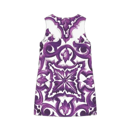 Majolica-Print Sleeveless Dress
