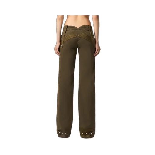 Satin Inlaid Overalls Casual Pants
