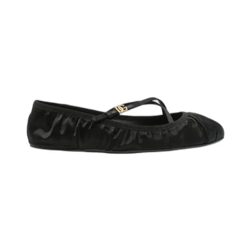Logo Buckle Ruched Detailed Ballet Flats