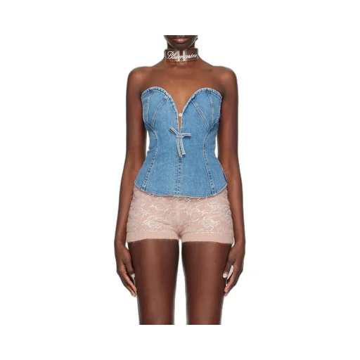 Spliced Denim Vest