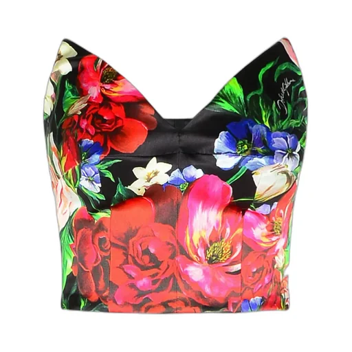 Floral Printed Satin Corset Top