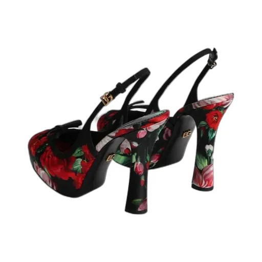 Floral Printed Satin Slingbacks