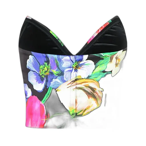 Floral Printed Satin Corset Top