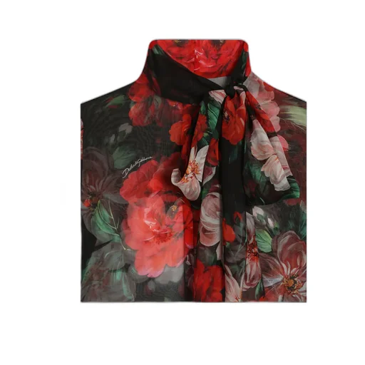 Floral Printed Chiffon Pussy-Bow Shirt
