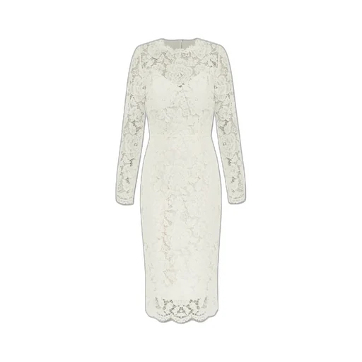 Branded Floral Cordonetto Lace Sheath Dress