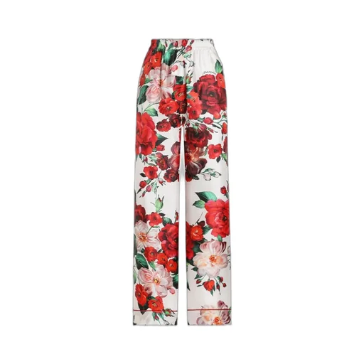 Rose Printed Satin Pajama Pants