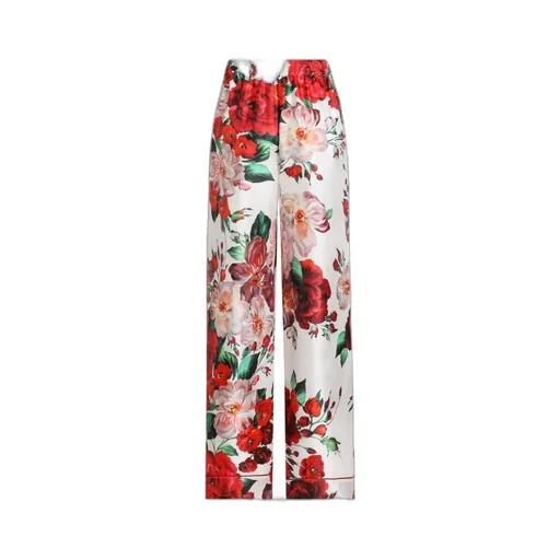Rose Printed Satin Pajama Pants