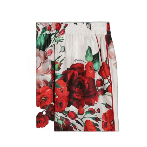 Rose Printed Satin Pajama Pants