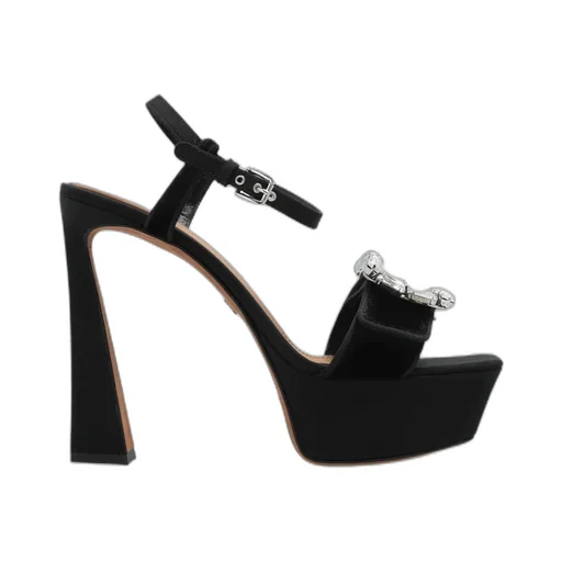 Buckle Embellished Velvet Platform Sandals