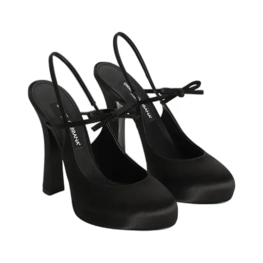 Bow Detailed Satin Platform Slingback Pumps