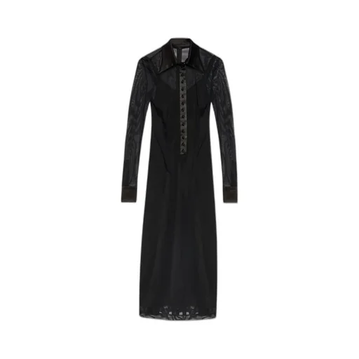 Satin Detailed Tulle Shirt Dress