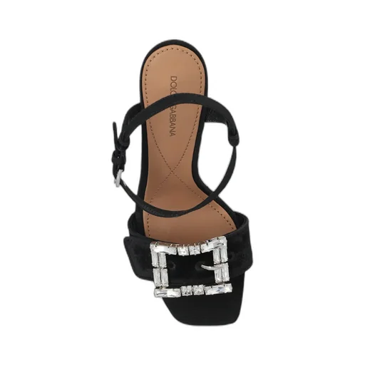 Buckle Embellished Velvet Platform Sandals