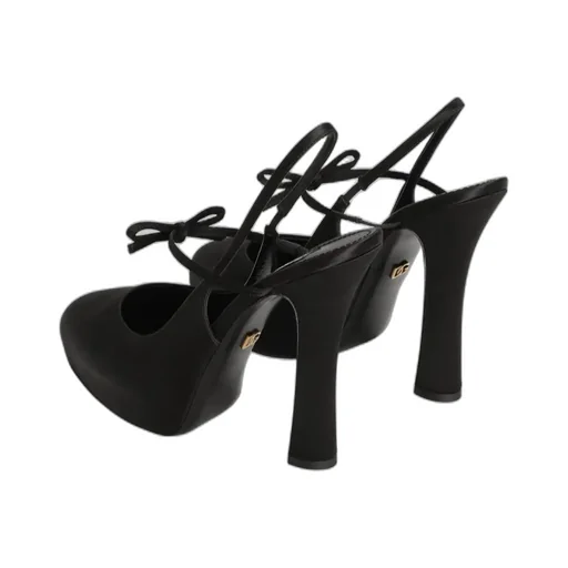 Bow Detailed Satin Platform Slingback Pumps