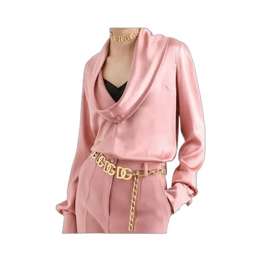 Cowl-Neck Long-Sleeved Blouse