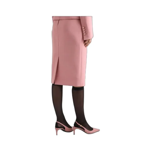 Dg Logo Plaque High Waist Midi Skirt
