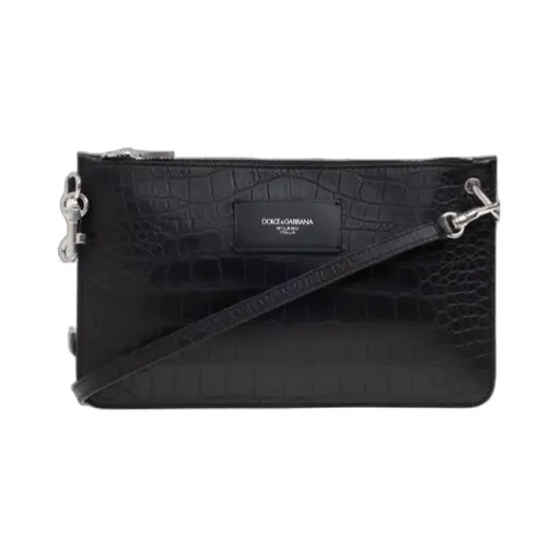 Crocodile-Embossed Shoulder Bag
