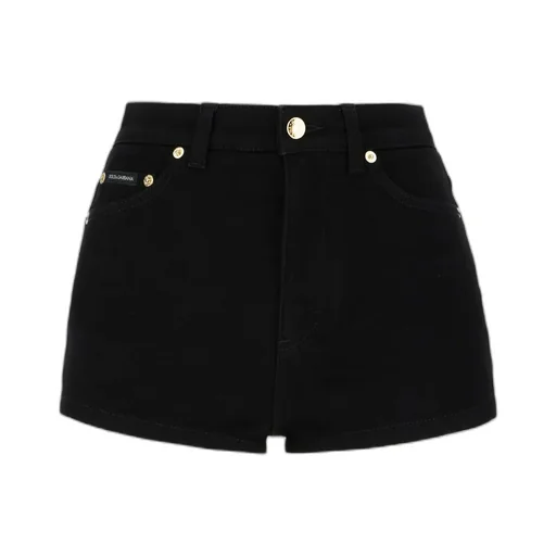 Logo Plaque Denim Shorts