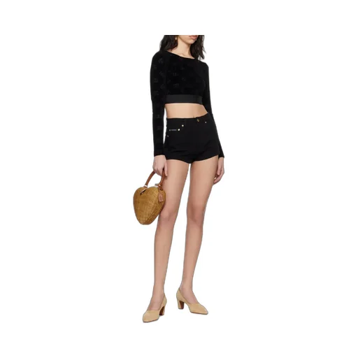 Logo Plaque Denim Shorts
