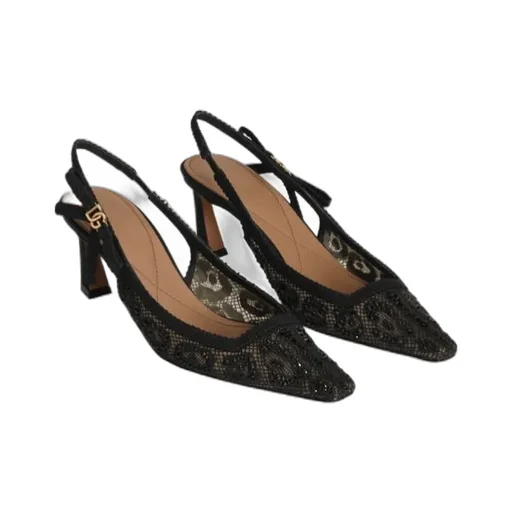 Leopard Printed Lace Slingbacks