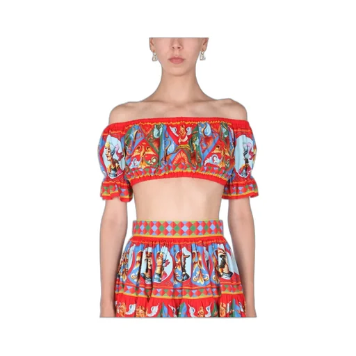 Carretto Print Off-Shoulder Top
