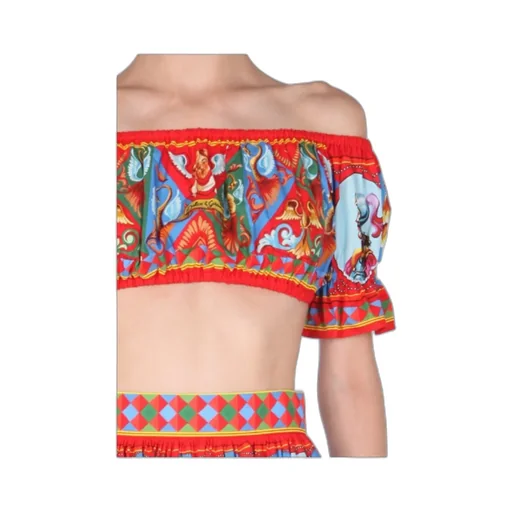 Carretto Print Off-Shoulder Top