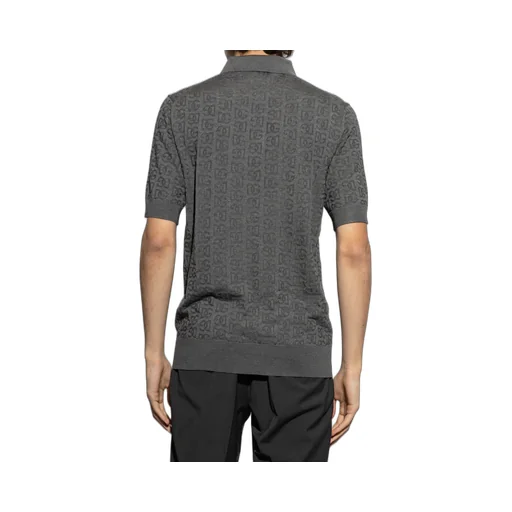 Dg Logo Jacquard Knitted Polo Shirt