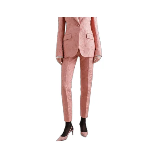 Tailored Quilted Floral Jacquard Pants