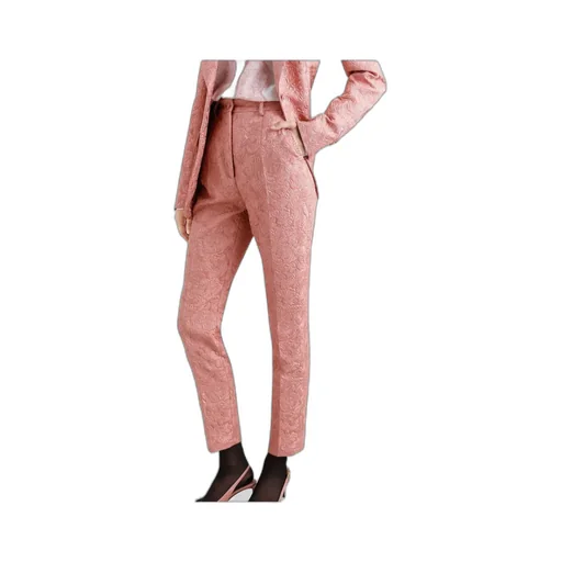 Tailored Quilted Floral Jacquard Pants