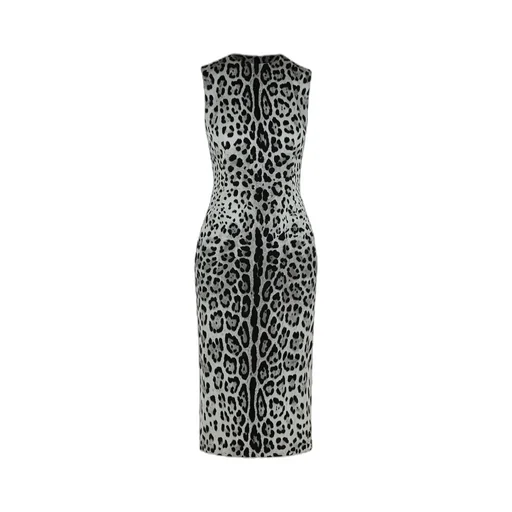 Leopard Printed Sleeveless Midi Dress
