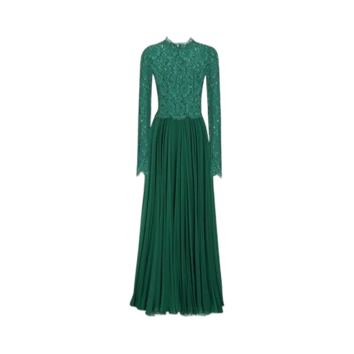 Long Floral Cordonetto Lace Dress