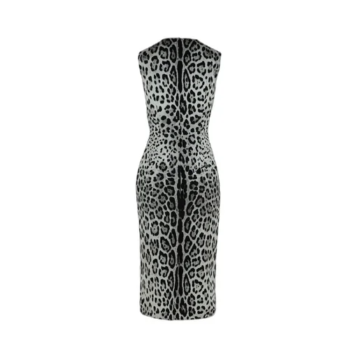 Leopard Printed Sleeveless Midi Dress