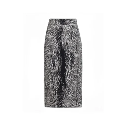 Fur Printed Straight Hem Midi Skirt
