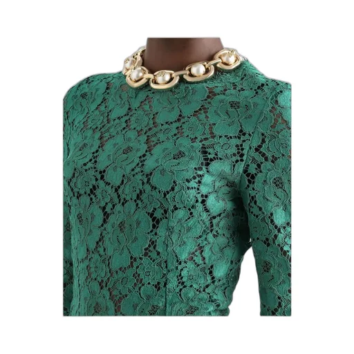 Long Floral Cordonetto Lace Dress