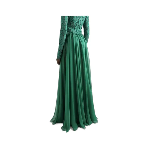 Long Floral Cordonetto Lace Dress