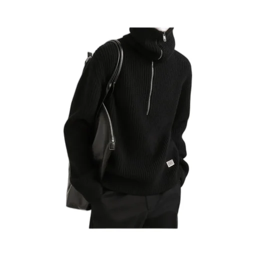 Logo Tag Half-Zipped Cardigan