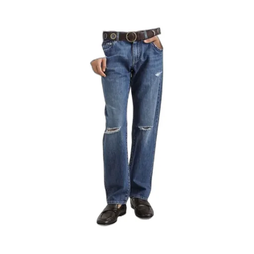 Distressed Straight Leg Jeans