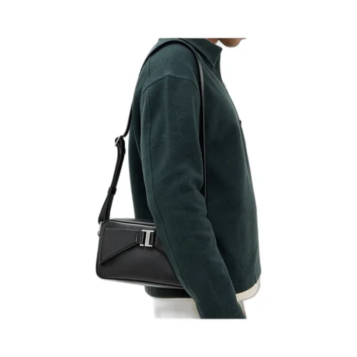 Logo Tag Zipped Messenger Bag