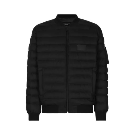 Logo Patch Quilted Bomber Jacket