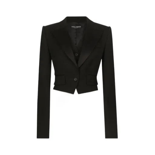 Cropped Gabardine Tuxedo Jacket