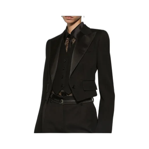 Cropped Gabardine Tuxedo Jacket