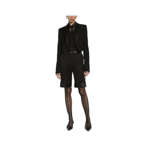 Cropped Gabardine Tuxedo Jacket
