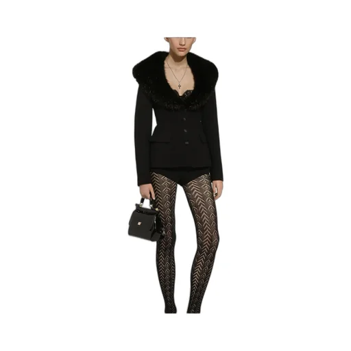 Single-Breasted Faux Fur Collar Jacket