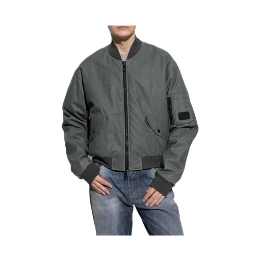 Logo Patch Zipped Bomber Jacket