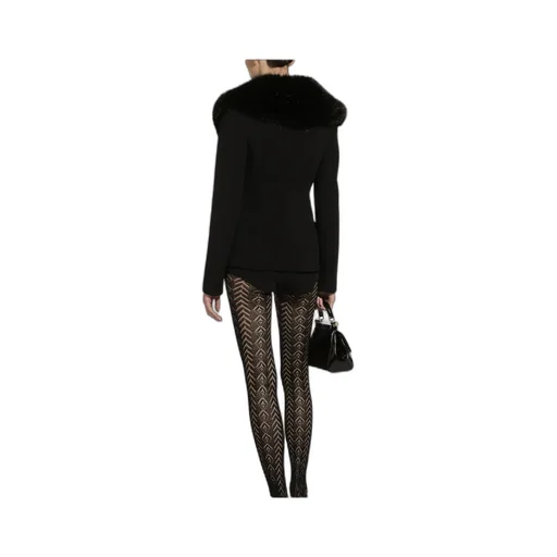Single-Breasted Faux Fur Collar Jacket